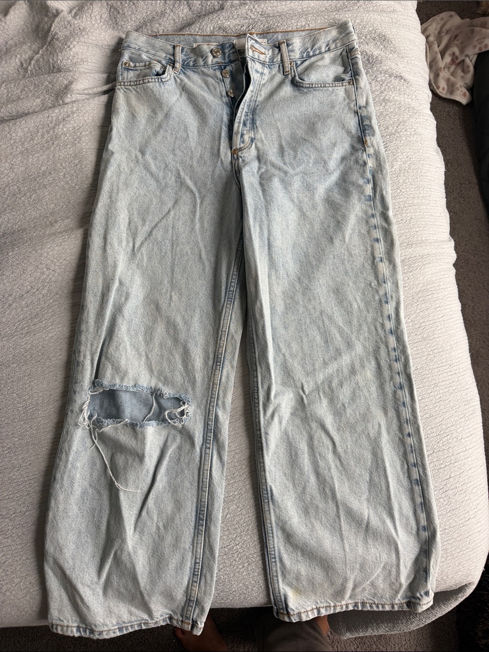 Mango Light Wash Wide-Leg Jeans